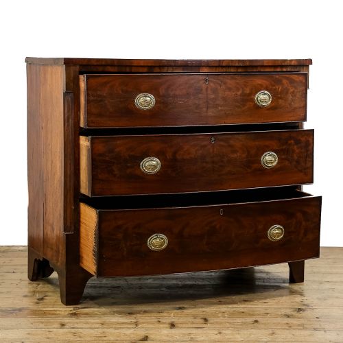fig 1. Antique 19th Century Mahogany Bow front Chest of Drawers