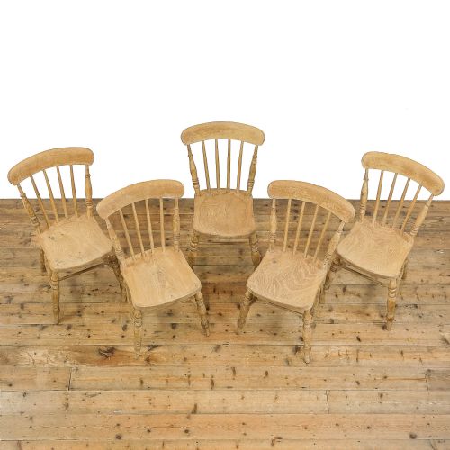 fig 1. Set of Five Victorian Antique Pine Kitchen Chairs