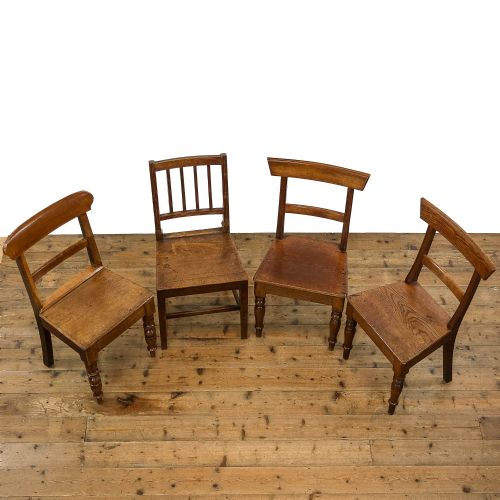 fig 1. Harlequin Set of Four Antique Oak Farmhouse Chairs