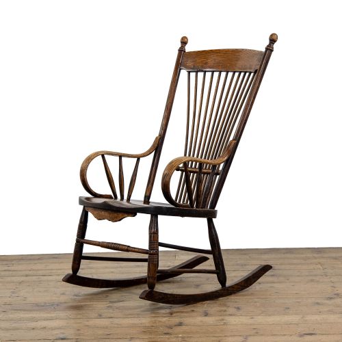 Antique Spindle Fan Back Rocking Chair