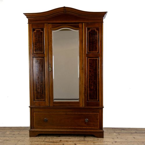 Antique Edwardian Mahogany Mirror Wardrobe