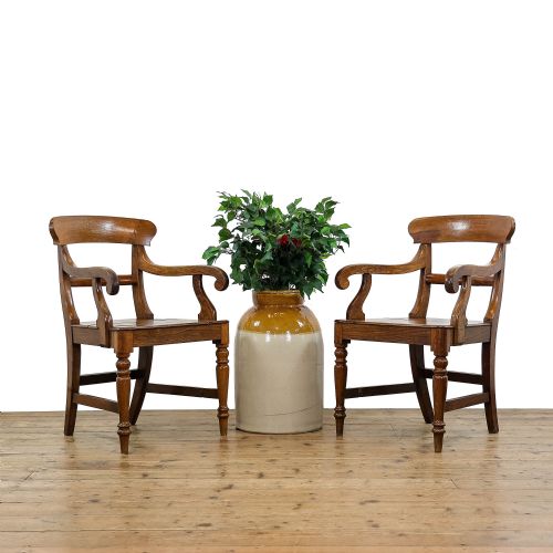Pair of Antique Welsh Oak Farmhouse Armchairs