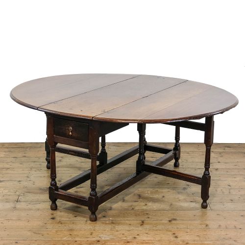 Large Antique Oak Gate Leg Dining Table