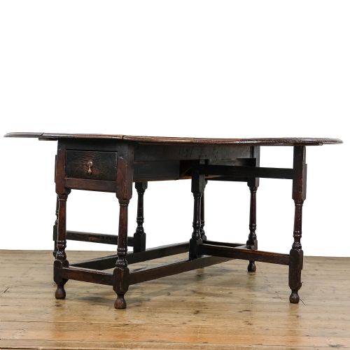 fig 1. Large Antique Oak Gate Leg Dining Table