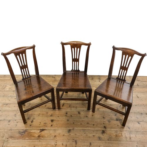fig 1. Set of Three Antique Oak Farmhouse Chairs