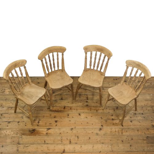 fig 1. Antique Four Victorian Pine Kitchen Chairs