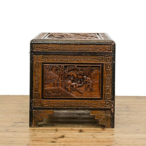 fig 2. Antique Oriental Carved Camphor Wood Trunk