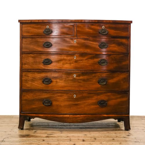 Large Antique Mahogany Bow Front Chest of Drawers