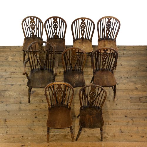 fig 3. Antique Set of Nine Wheelback Dining Chairs