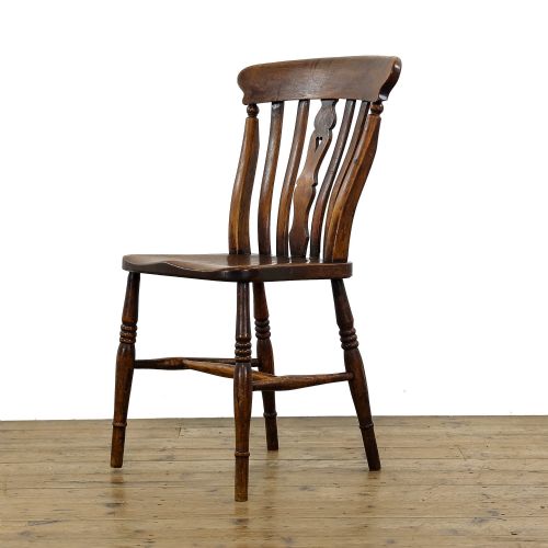 fig 1. Antique Set of Three Elm Farmhouse Kitchen Chairs