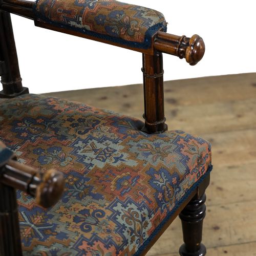 ANTIQUE 19TH CENTURY UPHOLSTERED GOTHIC ARMCHAIR - ADDITIONAL PHOTO 6