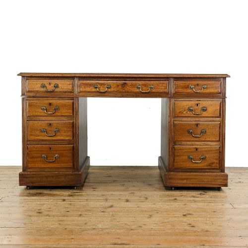 Antique Edwardian Mahogany Twin Pedestal Desk