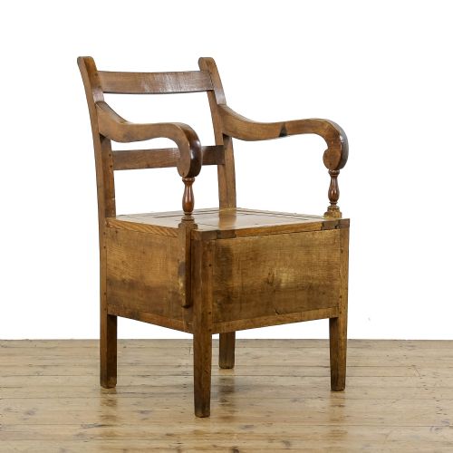 Antique 19th Century Oak Commode Armchair
