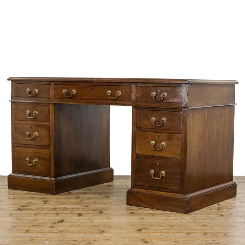 Antique Edwardian Mahogany Twin Pedestal Desk

