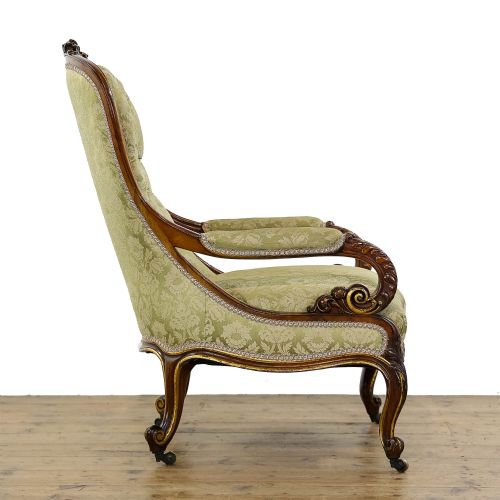 fig 2. Antique Mahogany Upholstered Library Armchair