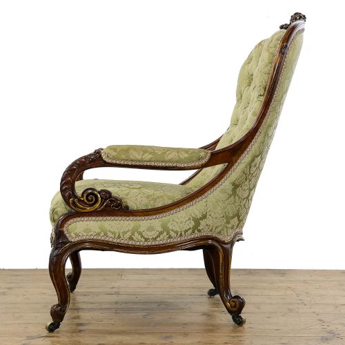 fig 3. Antique Mahogany Upholstered Library Armchair
