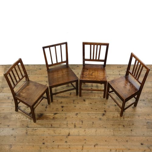 fig 1. Set of Four Antique 19th Century Oak Farmhouse Chairs