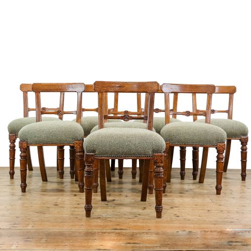Antique Set of Eight Arts and Crafts Oak Dining Chairs 
