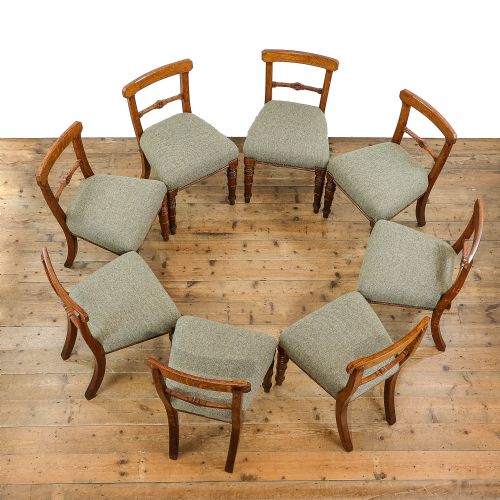 fig 1. Antique Set of Eight Arts and Crafts Oak Dining Chairs