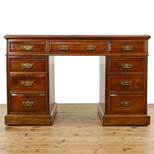 Antique Victorian Walnut Pedestal Desk
