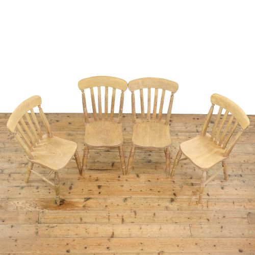 Set of Four Antique Pine Kitchen Chairs
