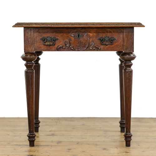 Antique Victorian Carved Oak Side Table
