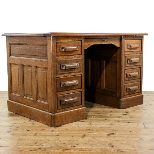 fig 1. Antique Early 20th Century Oak Pedestal Desk