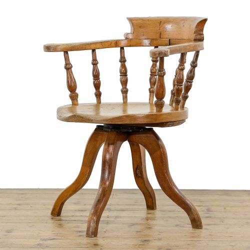 Antique Oak Swivel Office Armchair
