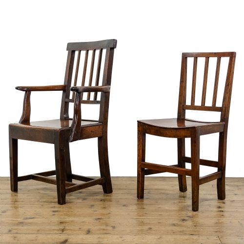 fig 1. Harlequin set of six Antique George III Oak Chairs