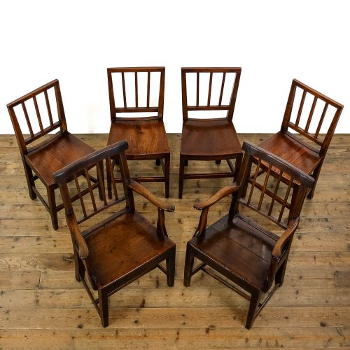 fig 2. Harlequin set of six Antique George III Oak Chairs