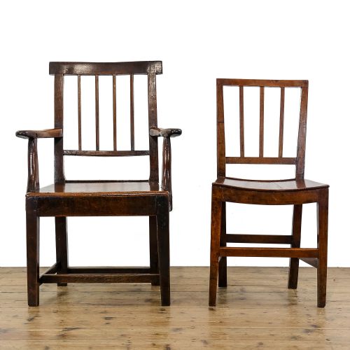 fig 3. Harlequin set of six Antique George III Oak Chairs