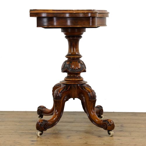 fig 3. Antique Victorian Figured Burr Walnut Serpentine Card Table