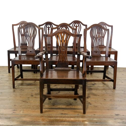 Set of Eight Antique George III Welsh Oak Dining Chairs
