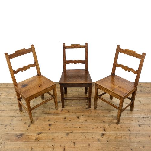 fig 1. Set of Three Antique Elm Farmhouse Chairs