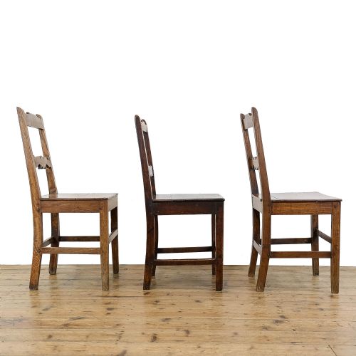 fig 2. Set of Three Antique Elm Farmhouse Chairs