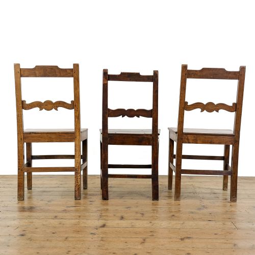 fig 3. Set of Three Antique Elm Farmhouse Chairs