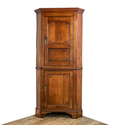 Antique Oak Double Corner Cupboard