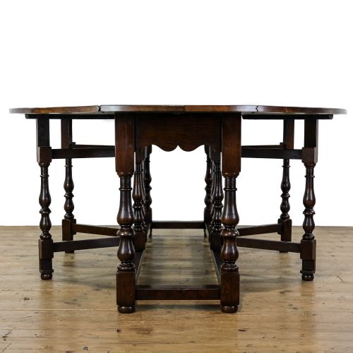 LARGE IMPRESSIVE ANTIQUE OAK GATE LEG TABLE - ADDITIONAL PHOTO 2