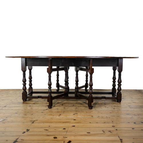LARGE IMPRESSIVE ANTIQUE OAK GATE LEG TABLE - ADDITIONAL PHOTO 3