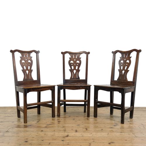 fig 1. Set of Three Antique Welsh Oak Dining Chairs 