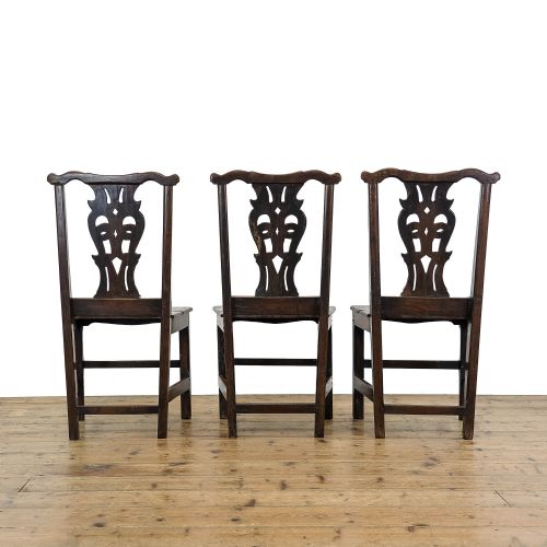 fig 2. Set of Three Antique Welsh Oak Dining Chairs 