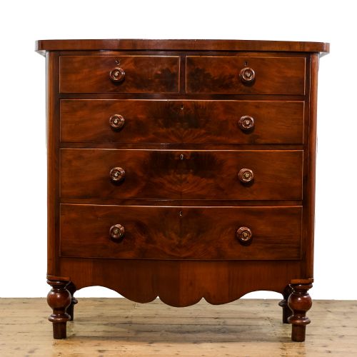 fig 1. Antique Victorian Mahogany Bow Front Chest of Drawers