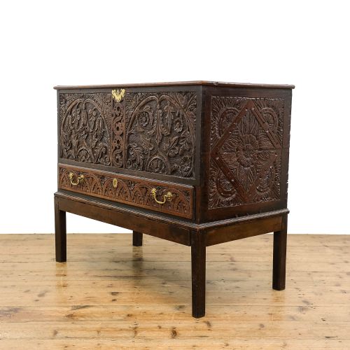 fig 1. Antique 17th Century Carved Oak Chest
