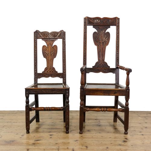 fig 2. Set of Six 19th Century Carved Oak Dining Chairs
