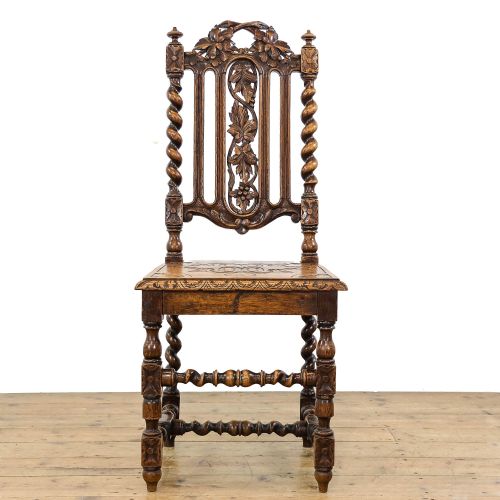 fig 2. Antique  Late Victorian Carved Oak Chair
