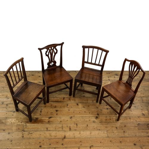 fig 1. Antique Harlequin Set of Four Oak Chairs