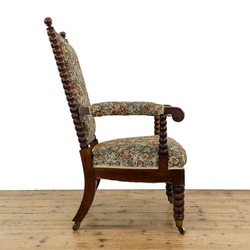 fig 2. Antique 19th Century Upholstered Bobbin Armchair