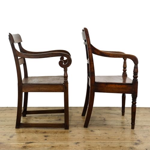 fig 2. Two Antique Country Oak Armchairs