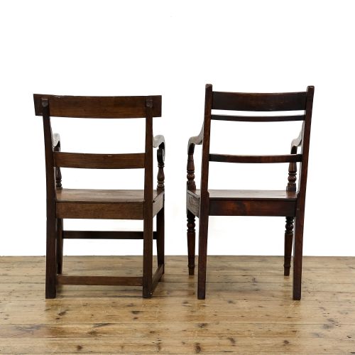 fig 3. Two Antique Country Oak Armchairs