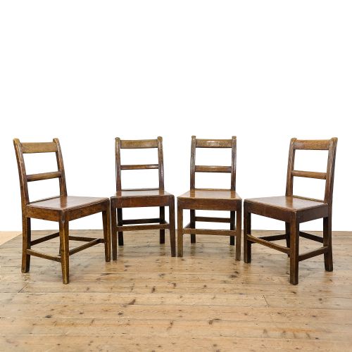 Set of Four Antique Oak Country Chairs